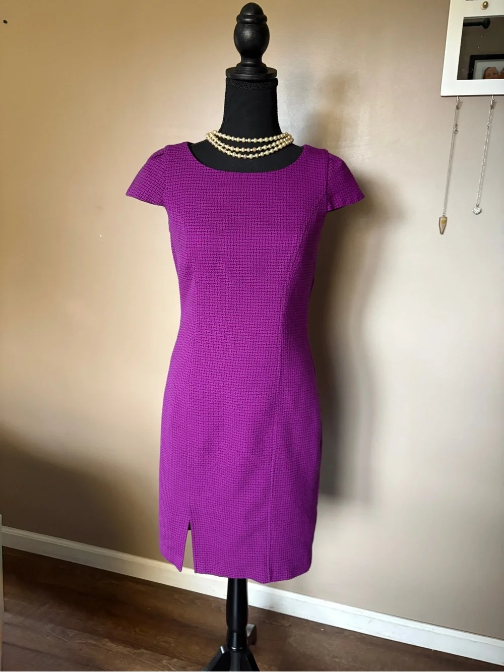 MARY KAY purple textured sheath dress consultant professional vintage-look sz 4P